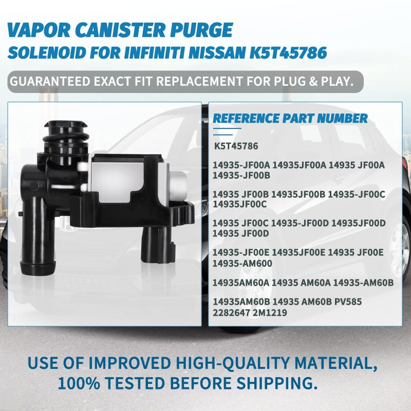 Yikesai Vapor Canister Purge Valve Solenoid - EVAP Vapor Canister Vent Valve Compatible with Infiniti Nissan 2003-2015 - Replaces K5t45786 14935-Jf00a 14935-Jf00b - Image 3